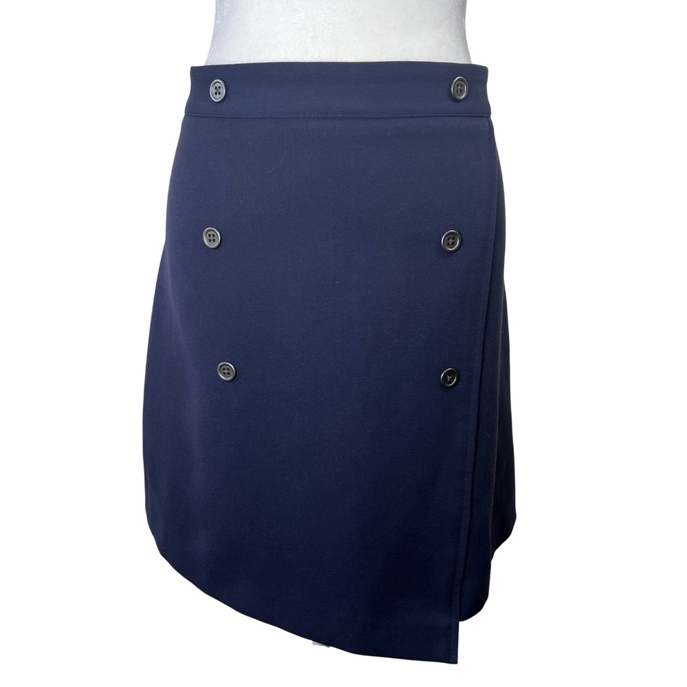 Banana Republic Womens Navy Blue Double Breasted Wrap Style Mini Skirt Size 10